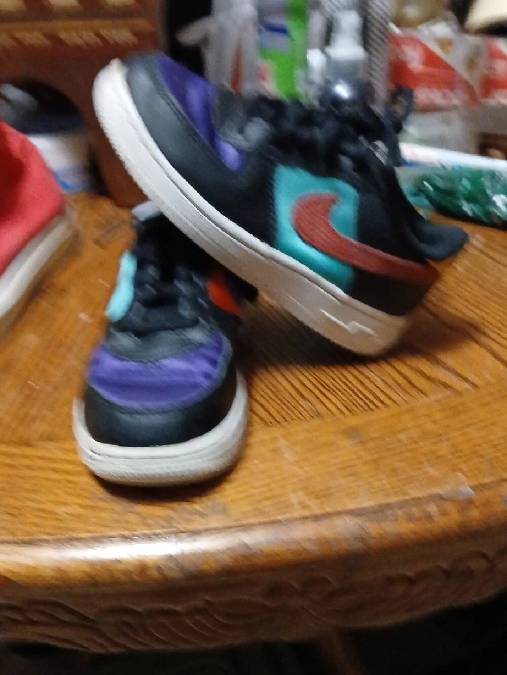 Nike Kids Sneakers in Black with Purple, Teal & Orange Accents‎